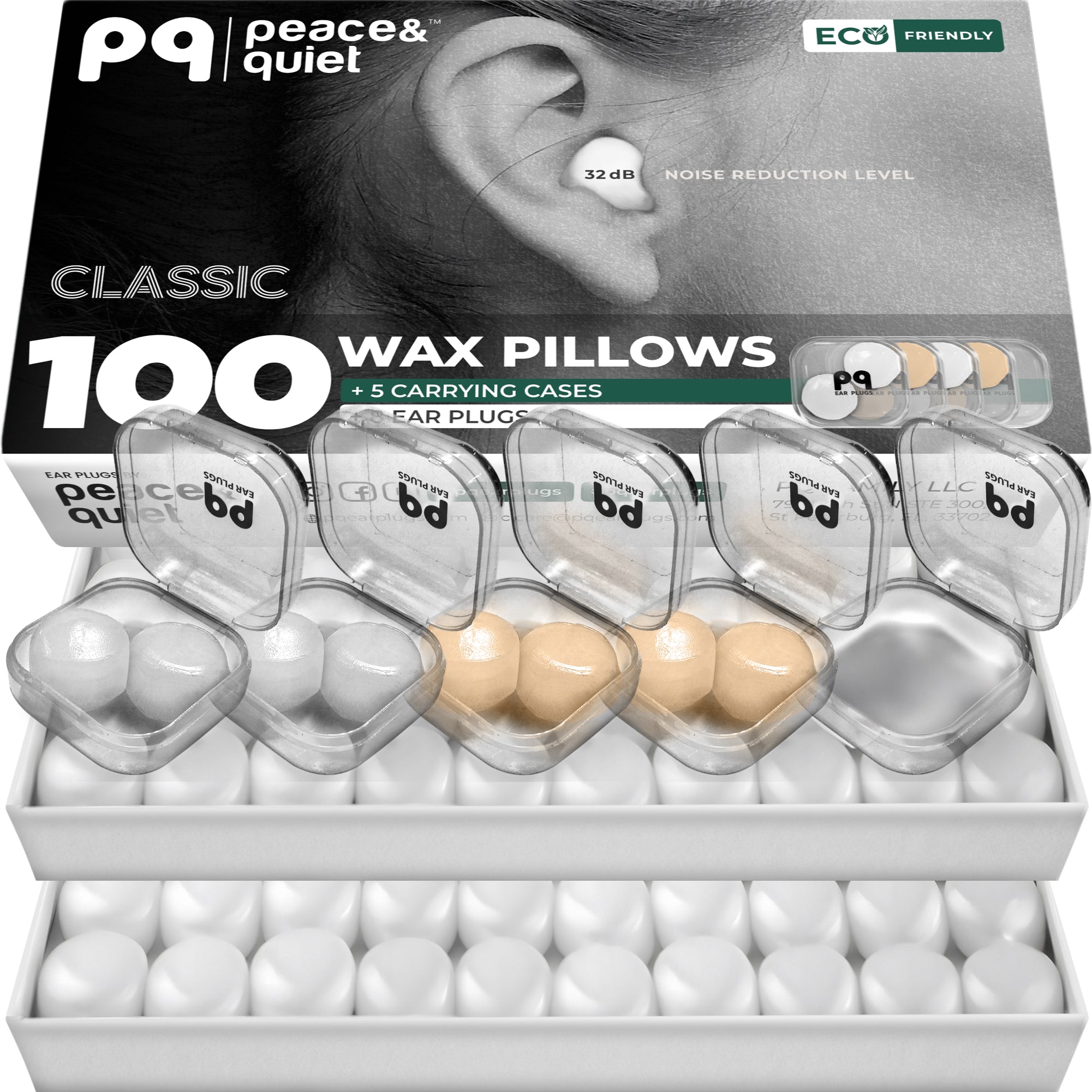 PQ WAX EAR PLUGS - 100 pillows