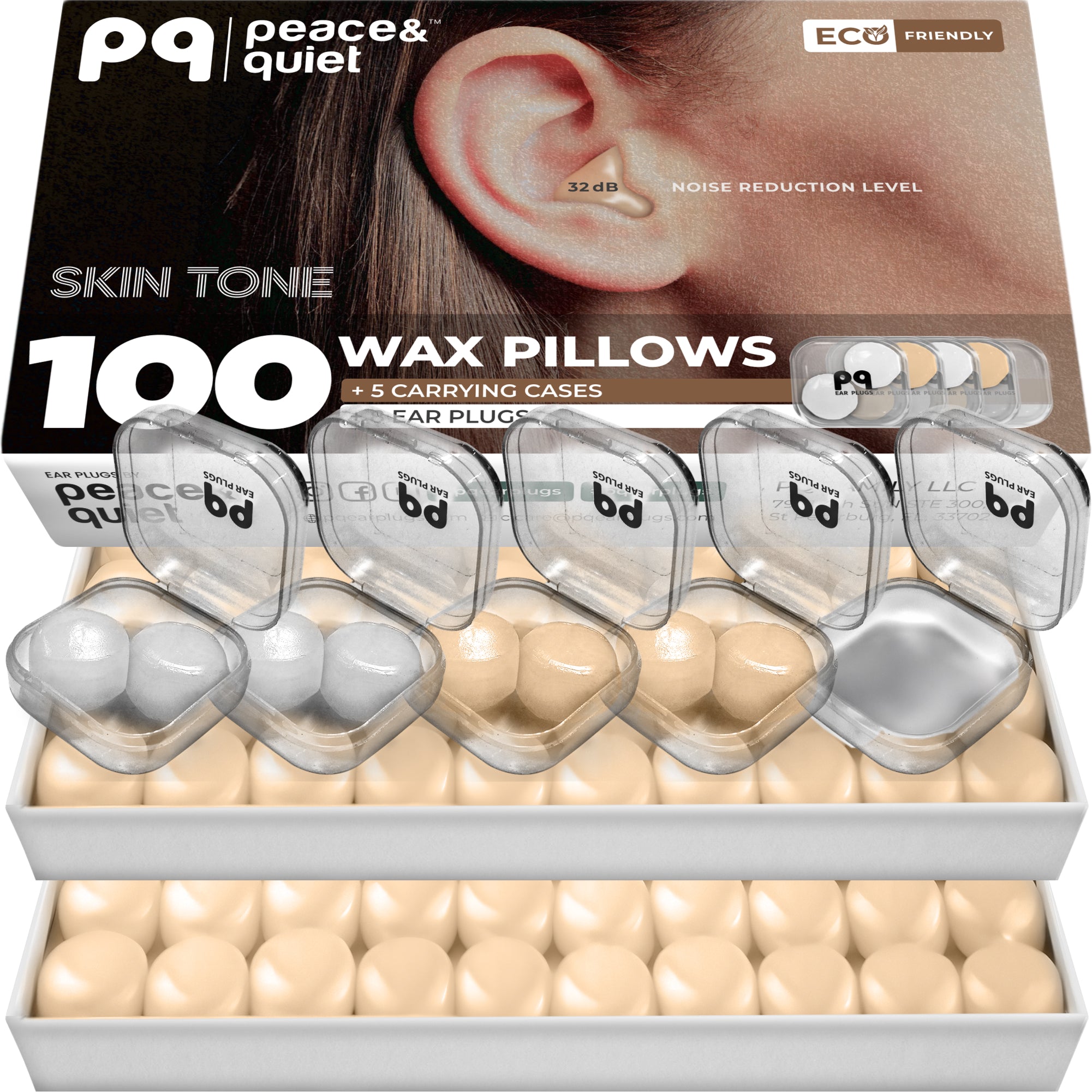 PQ WAX EAR PLUGS - 100 pillows