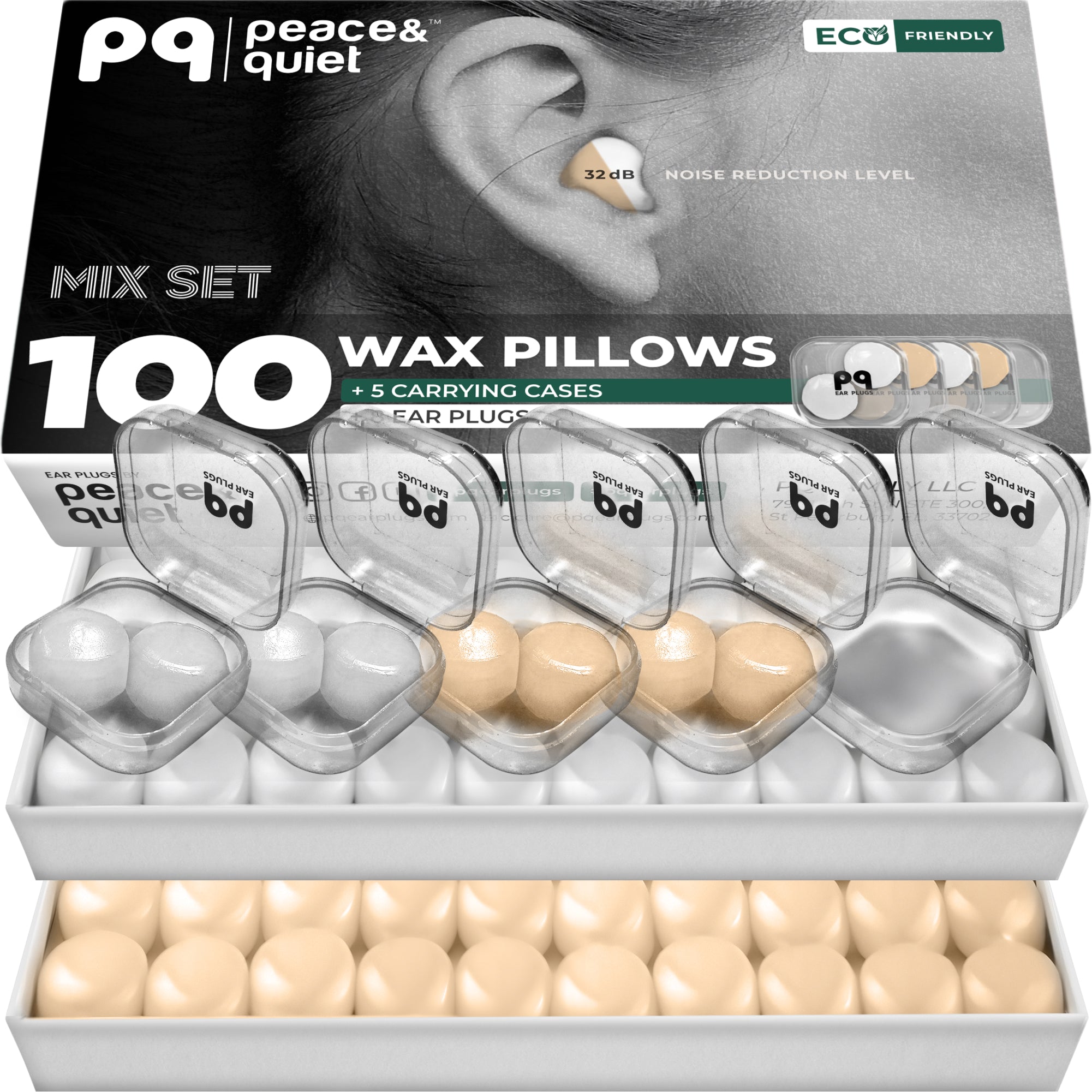 PQ WAX EAR PLUGS - 100 pillows