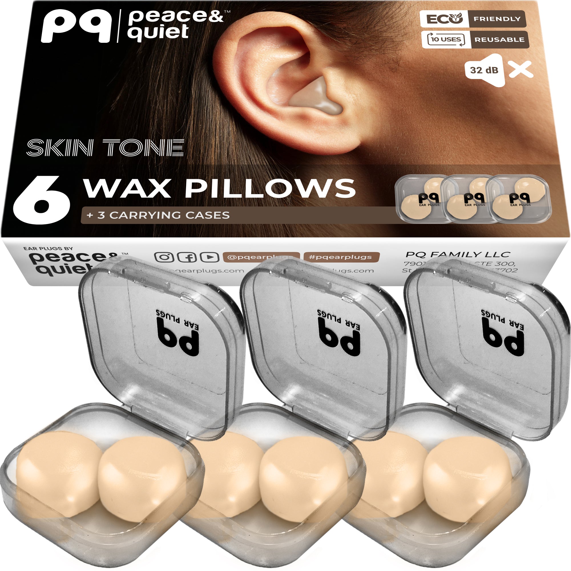 PQ WAX EAR PLUGS - 6 beige pillows