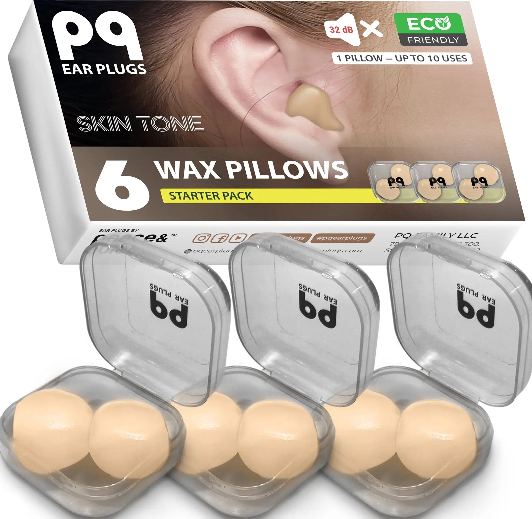 PQ WAX EAR PLUGS 6 beige pillows PQ Ear Plugs