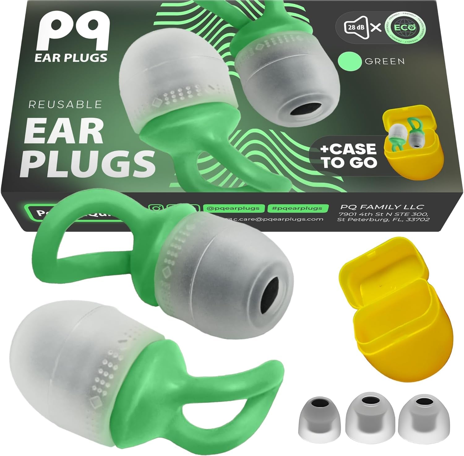 PQ REUSABLE EAR PLUGS - Green