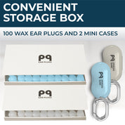 PQ WAX EAR PLUGS - 100 White-Blue Ear Plugs