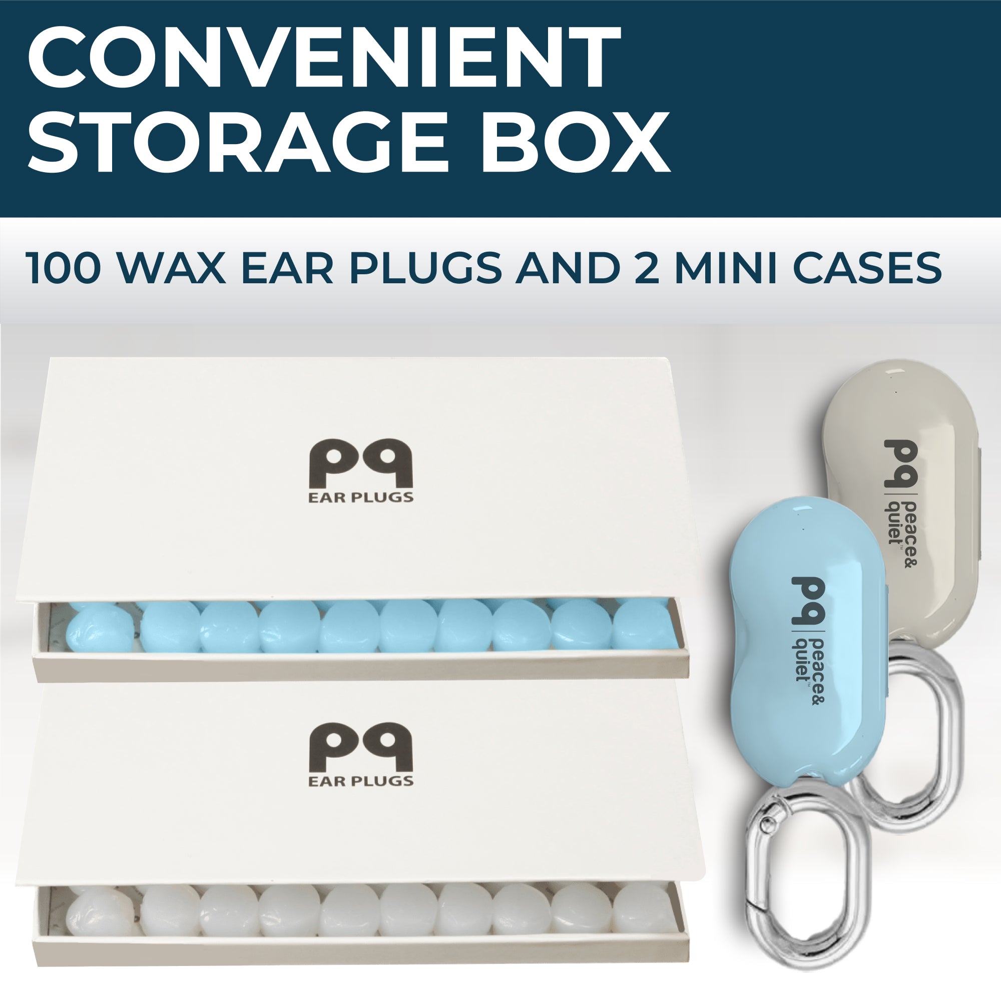 PQ WAX EAR PLUGS - 100 White-Blue Ear Plugs