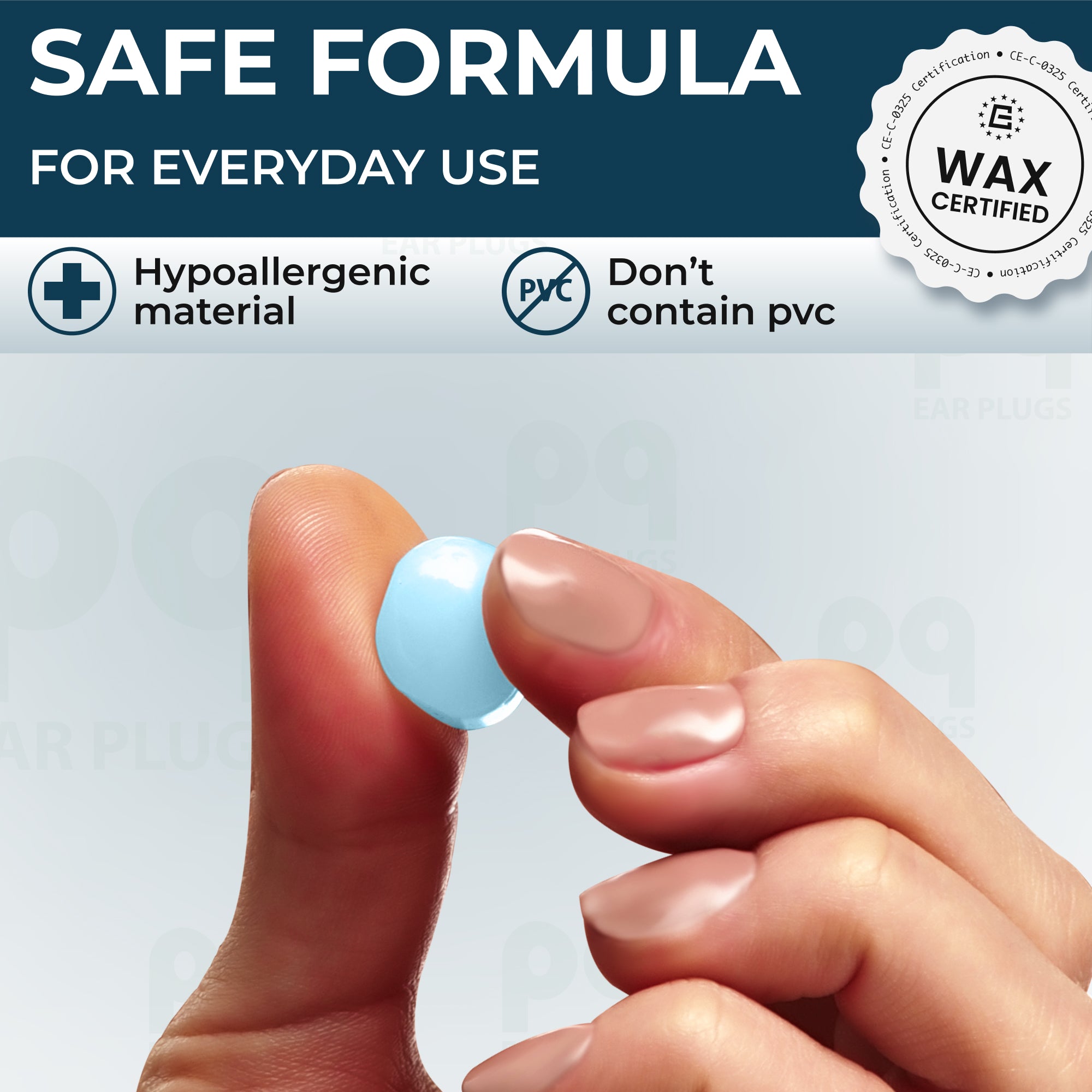 PQ WAX EAR PLUGS - 100 White-Blue Ear Plugs