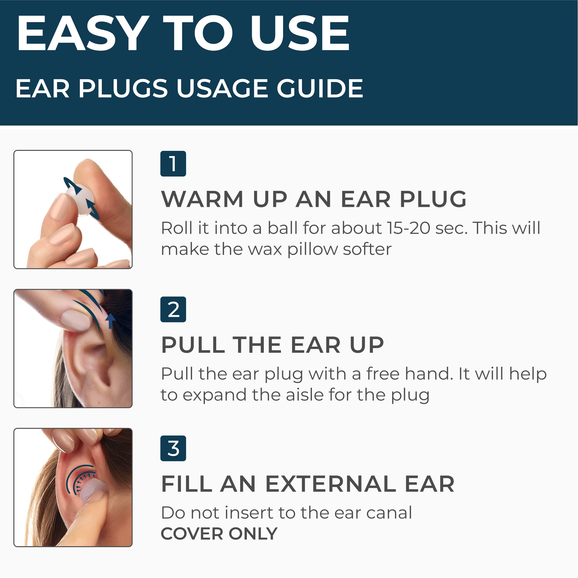 PQ WAX EAR PLUGS - 100 White-Blue Ear Plugs