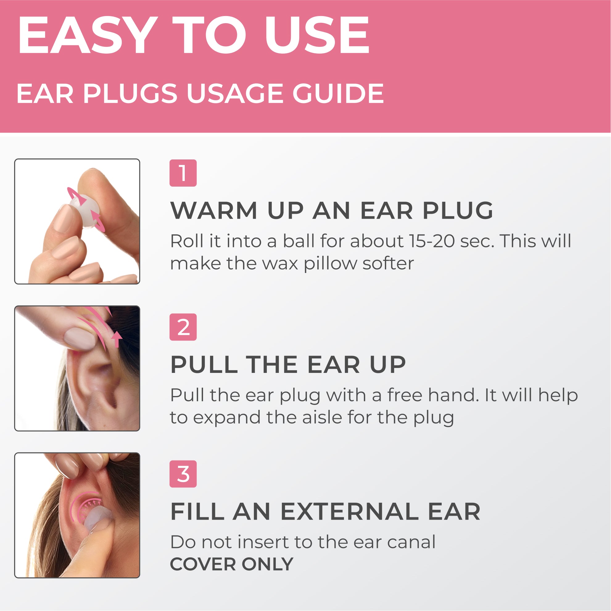 PQ WAX EAR PLUGS - 15 Pink Ear Plugs