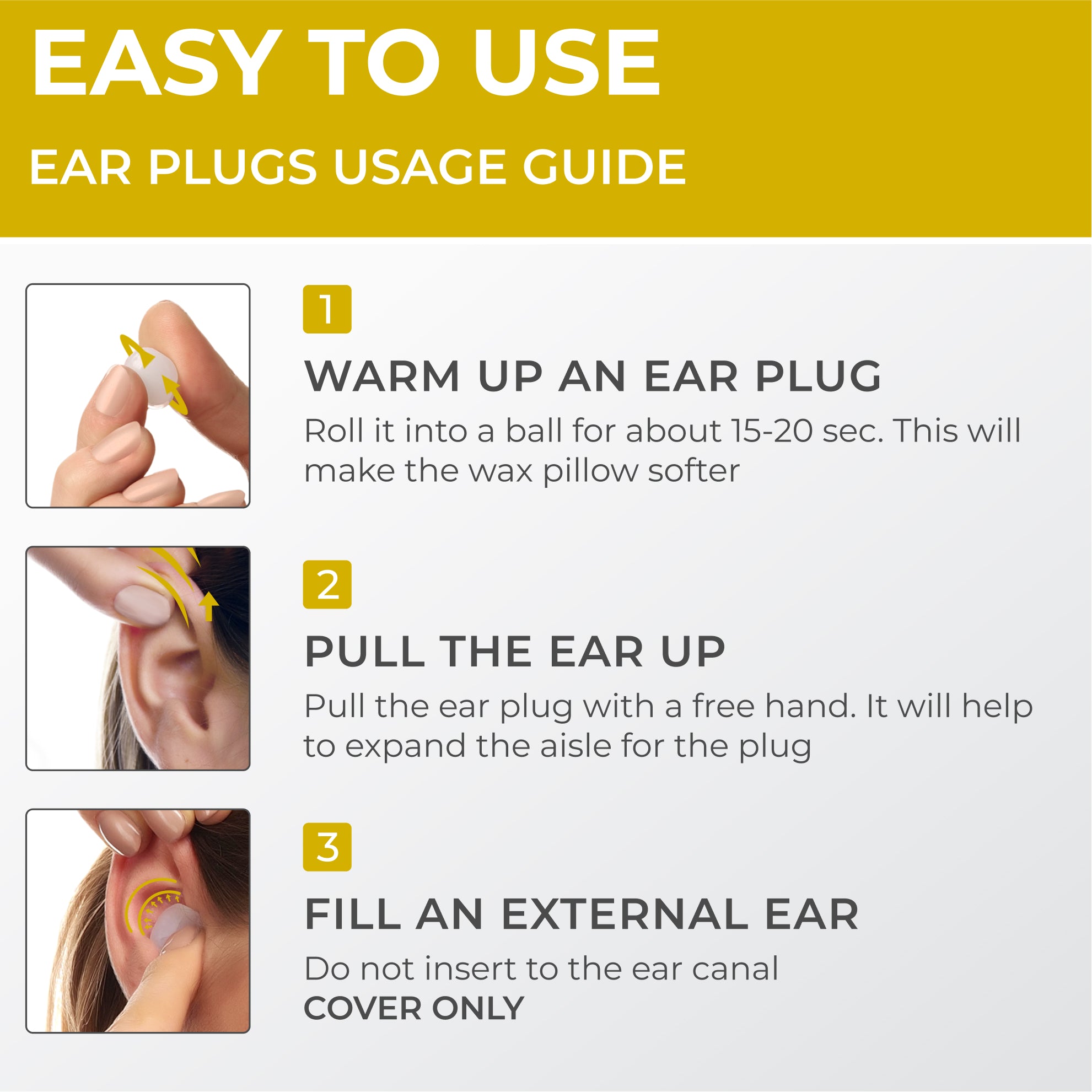 PQ WAX EAR PLUGS - 15 Yellow Ear Plugs