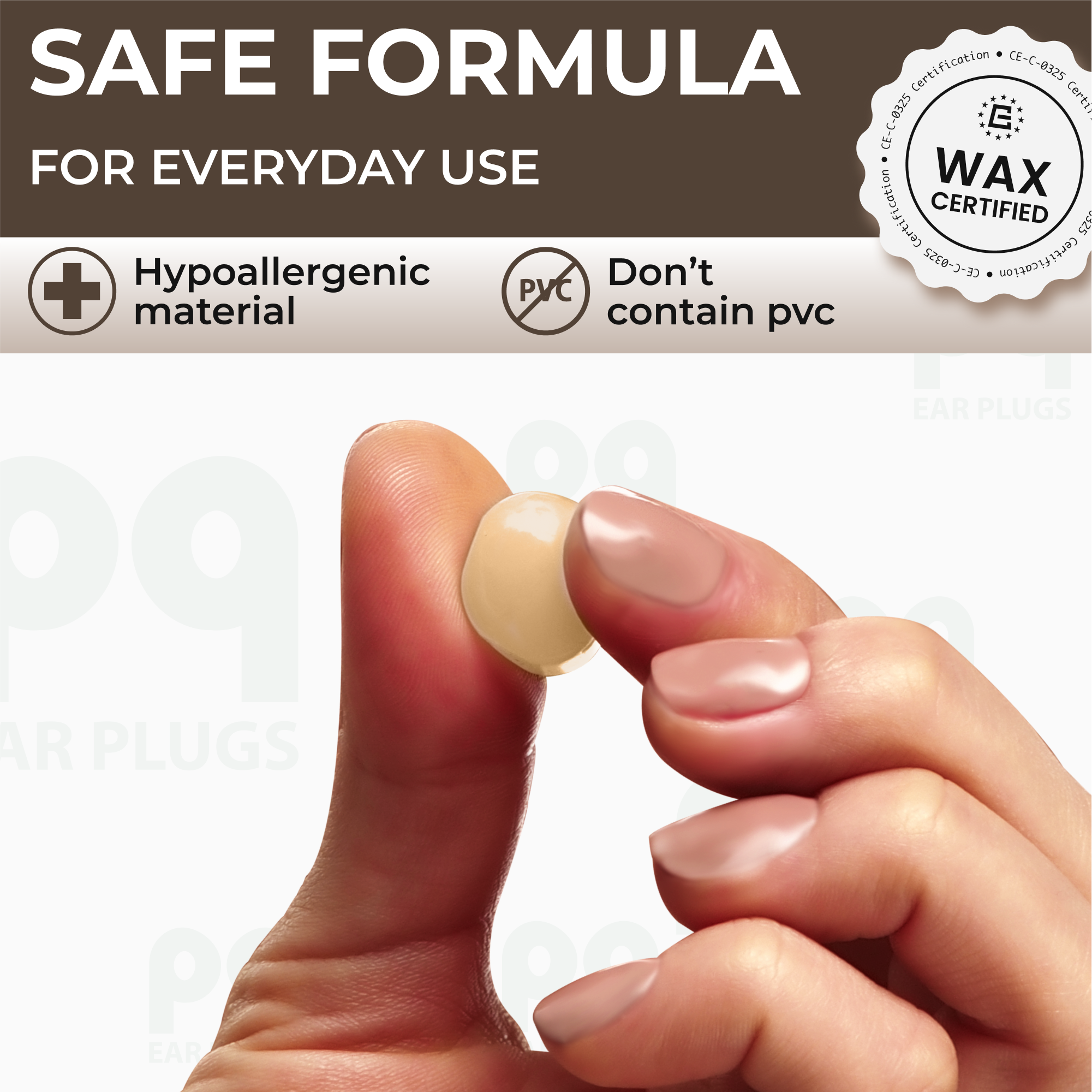 PQ WAX EAR PLUGS - 15 beige pillows