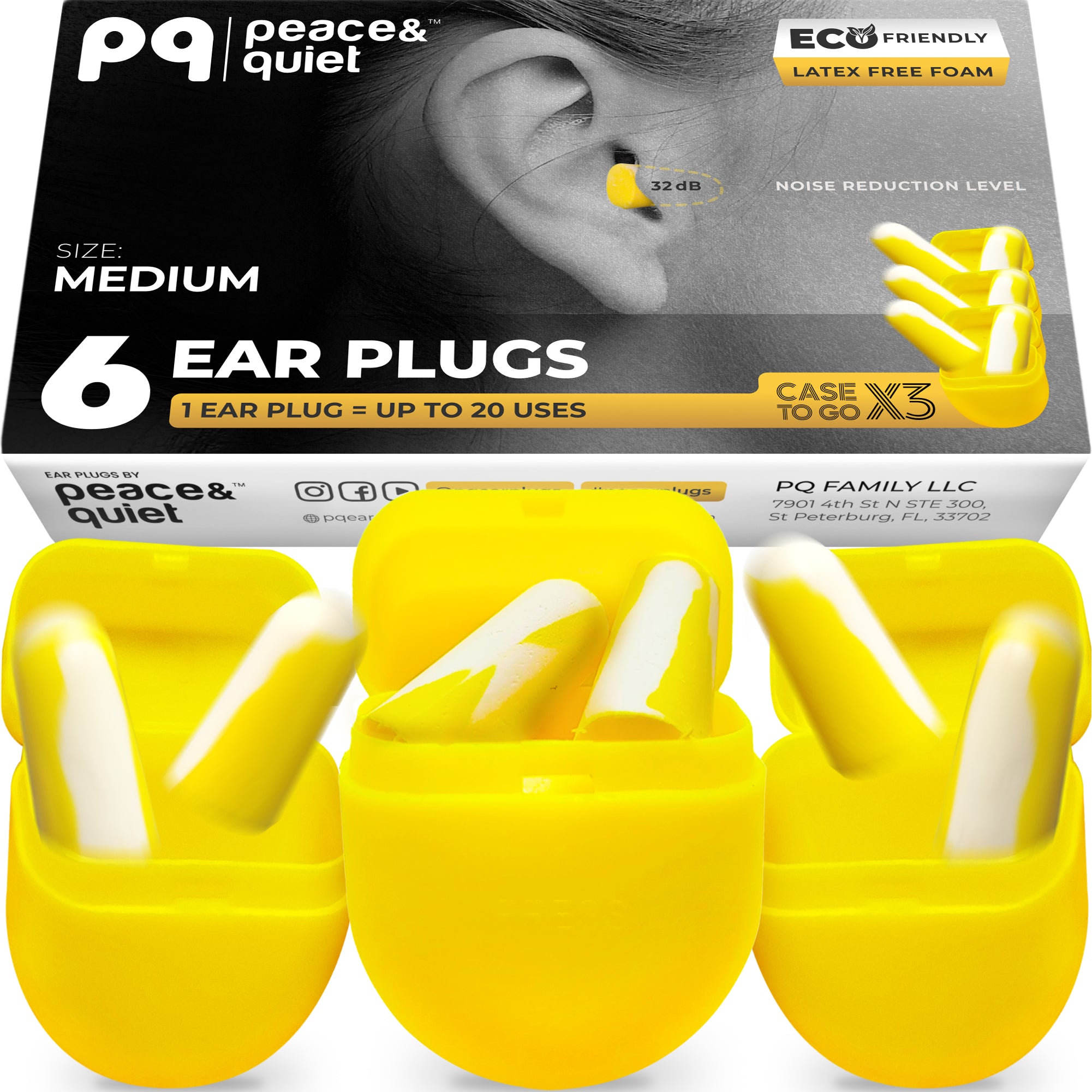 PQ FOAM EAR PLUGS - 6 items