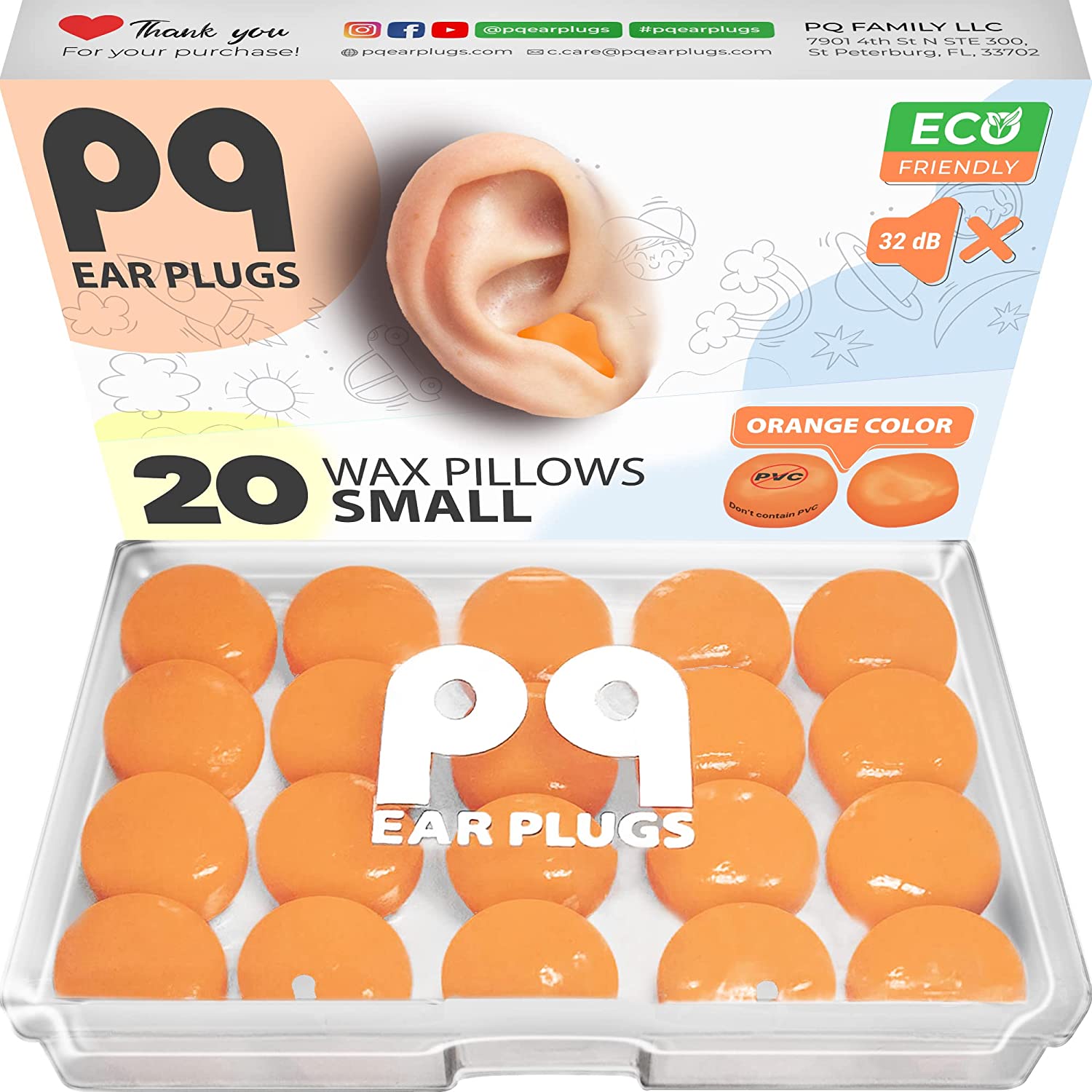 Wax Silicone Ear Plugs - 20 Orange Items