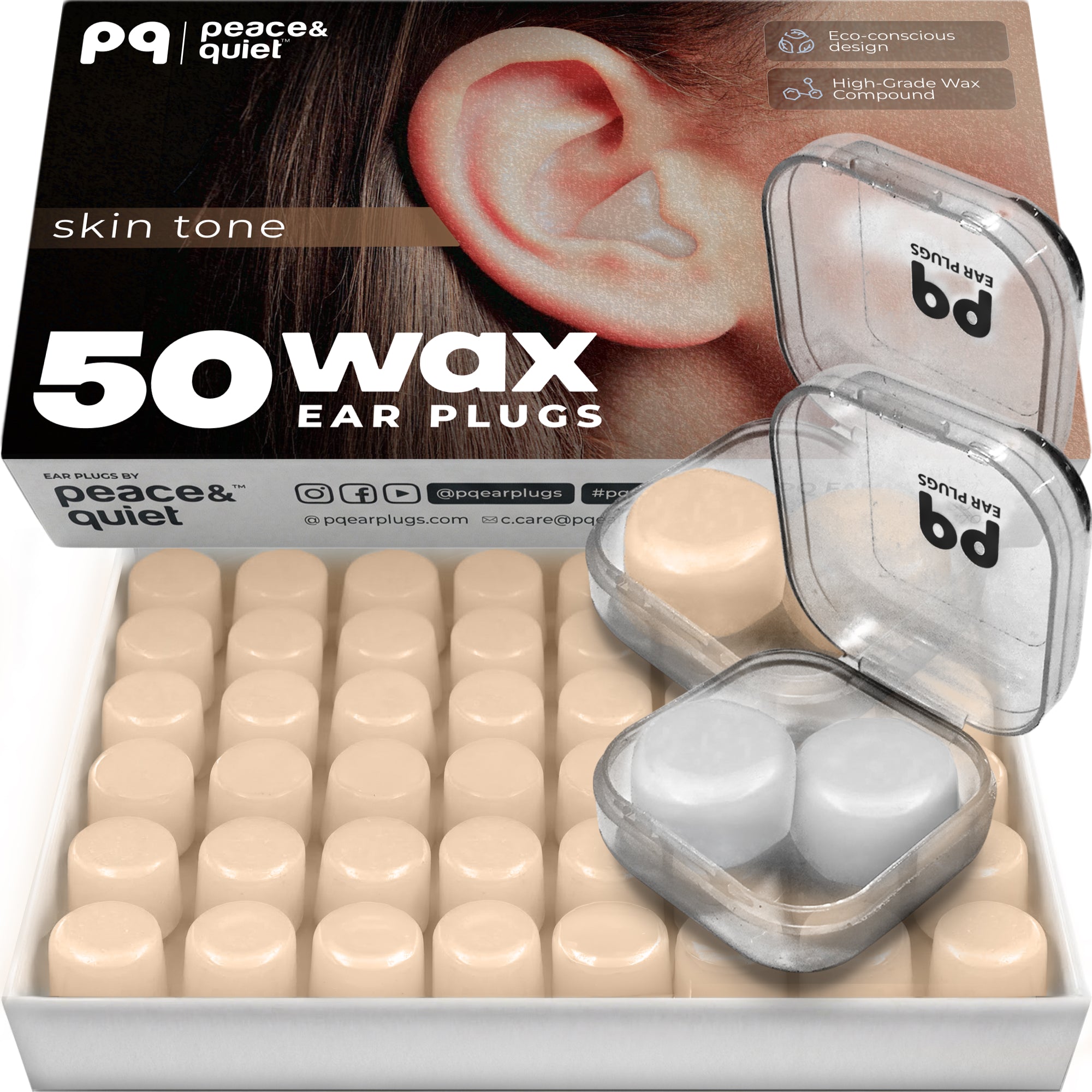 PQ WAX EAR PLUGS - 50 pillows