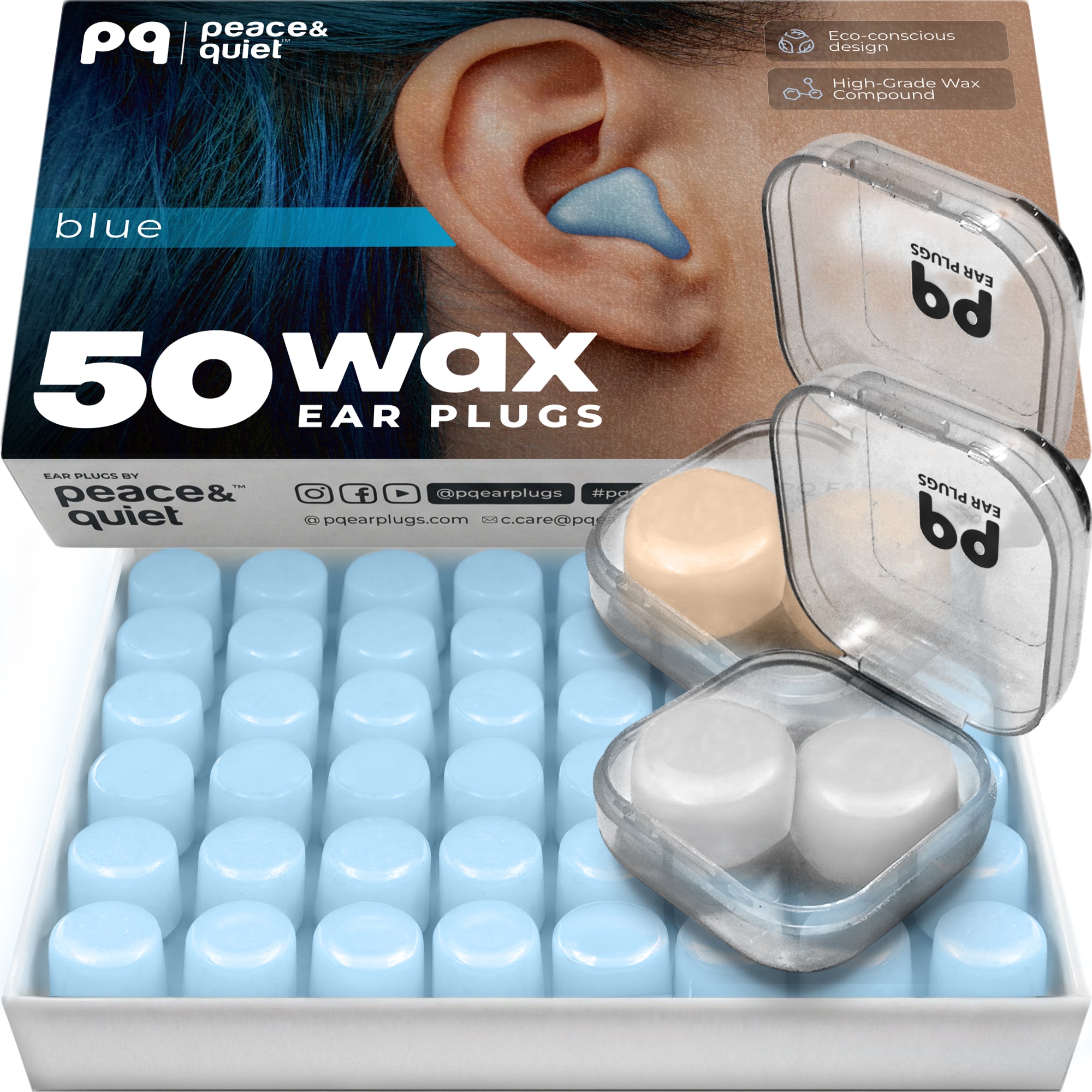 PQ WAX EAR PLUGS - 50 pillows