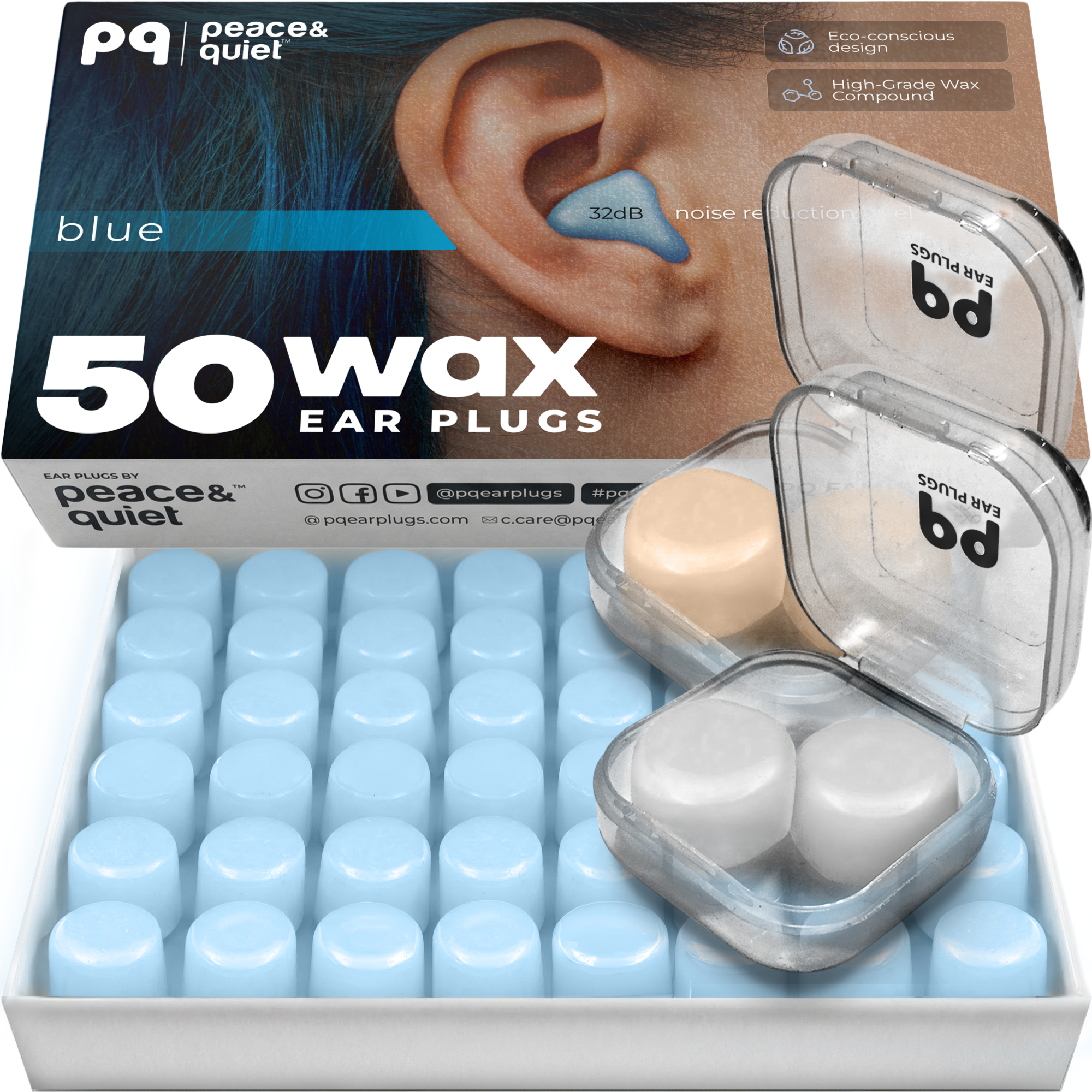 PQ WAX EAR PLUGS - 50 pillows