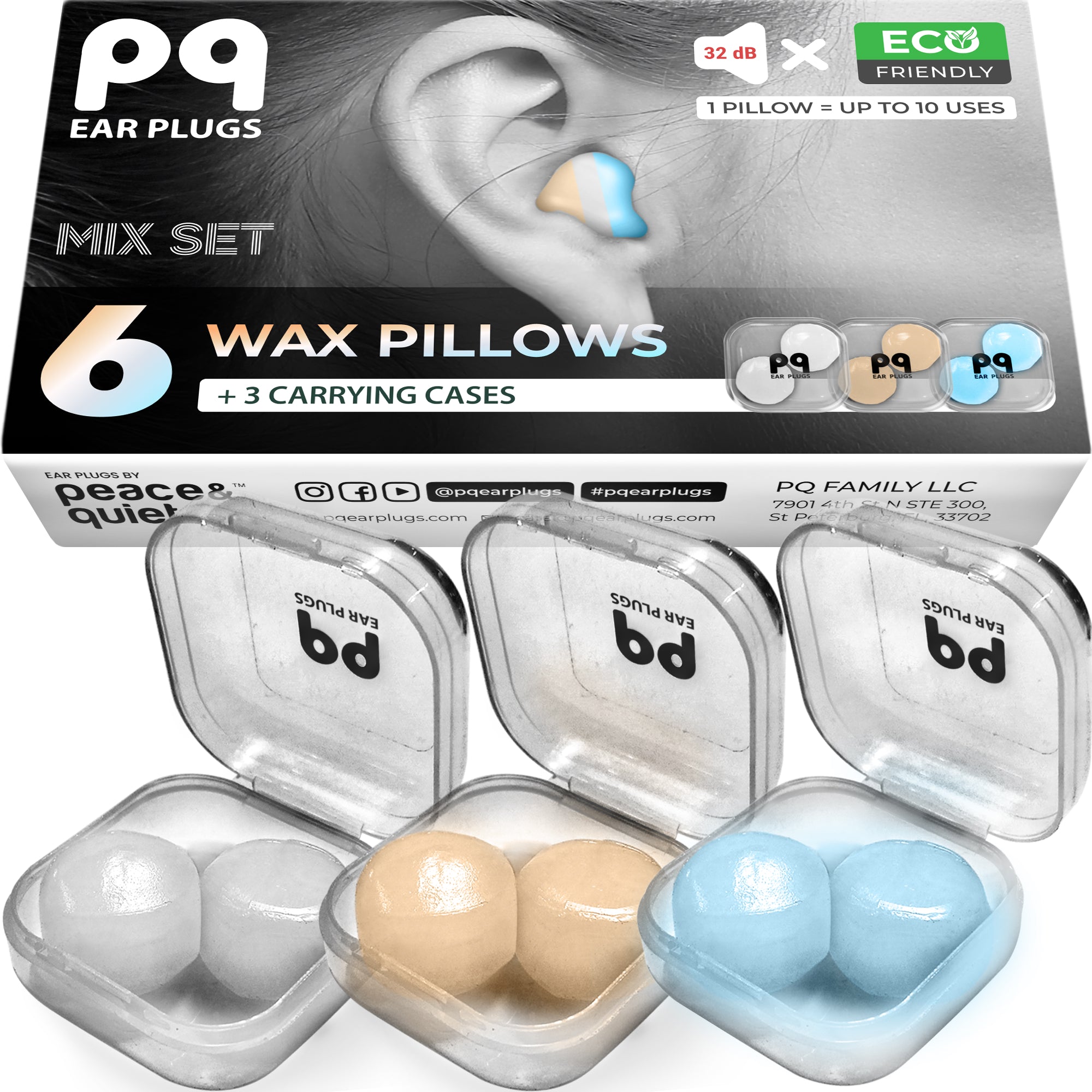 PQ WAX EAR PLUGS - 6 pillows